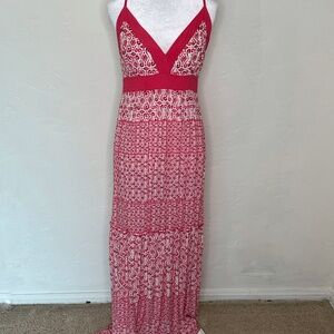 GUESS- Beautiful Pink & White Maxi Sundress